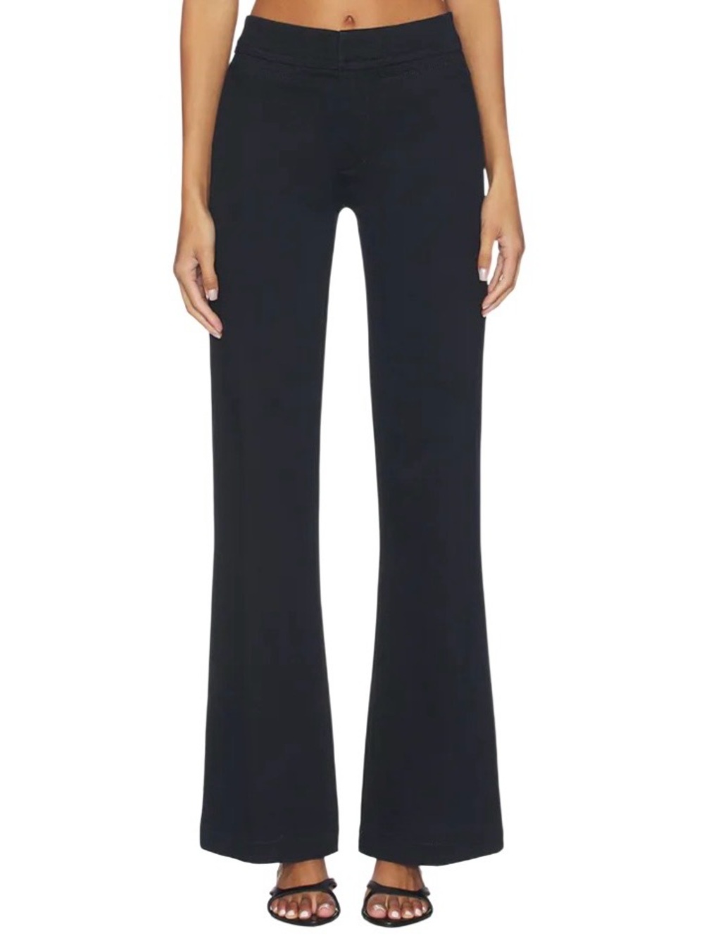 Paige Leenah Baby Welts Front Pocket Jeans in Navy Blue Flare Wide leg Size 28